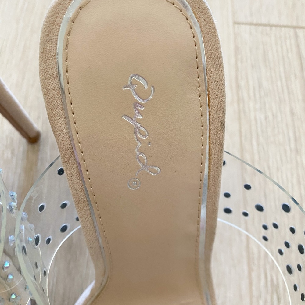 Qupid clear sandal heels with crystal detail NWOB 8.5 - Picture 4 of 6